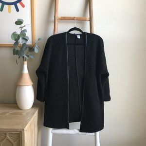 H&M Divided Black Cardigan with Faux Leather Trim